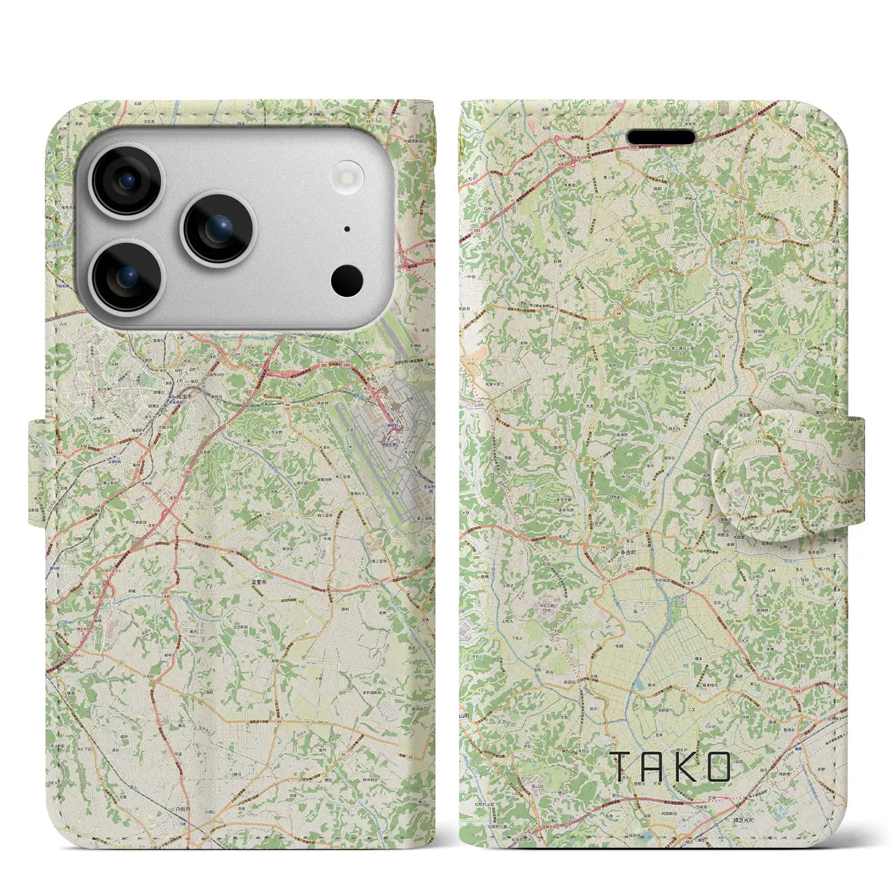 【多古（千葉県）】地図柄iPhoneケース（手帳タイプ）