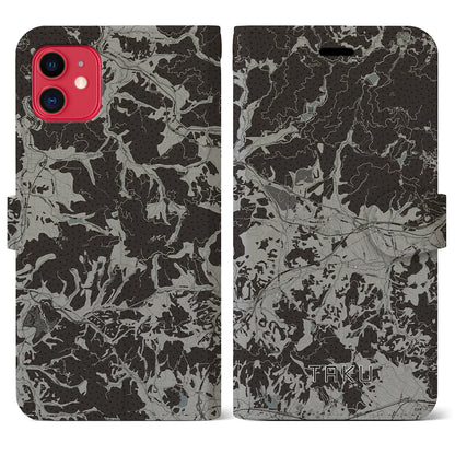 【多久（佐賀県）】地図柄iPhoneケース（手帳タイプ）モノトーン・iPhone 11 用