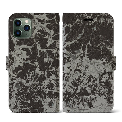 【多久（佐賀県）】地図柄iPhoneケース（手帳タイプ）モノトーン・iPhone 11 Pro 用