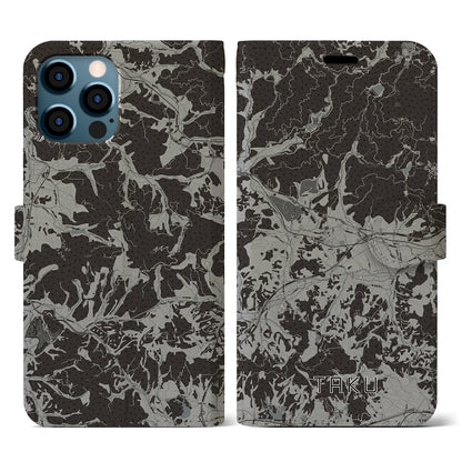 【多久（佐賀県）】地図柄iPhoneケース（手帳タイプ）モノトーン・iPhone 12 / 12 Pro 用