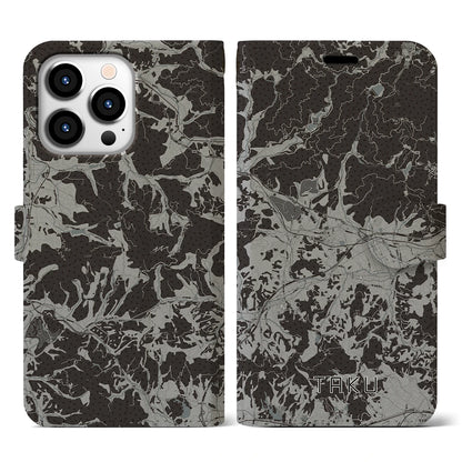 【多久（佐賀県）】地図柄iPhoneケース（手帳タイプ）モノトーン・iPhone 13 Pro 用