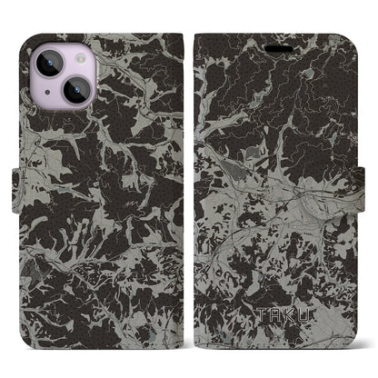 【多久（佐賀県）】地図柄iPhoneケース（手帳タイプ）モノトーン・iPhone 14 用