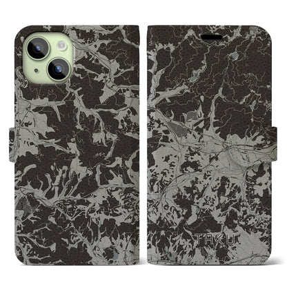 【多久（佐賀県）】地図柄iPhoneケース（手帳タイプ）モノトーン・iPhone 15 用