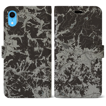 【多久（佐賀県）】地図柄iPhoneケース（手帳タイプ）モノトーン・iPhone XR 用