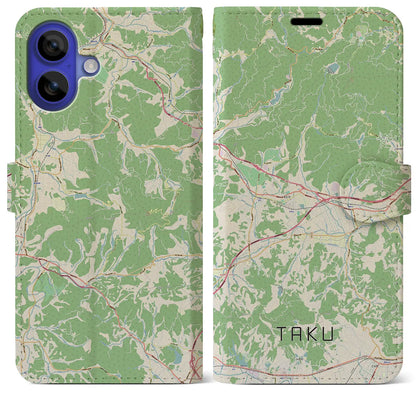【多久（佐賀県）】地図柄iPhoneケース（手帳タイプ）ナチュラル・iPhone 16 Pro Max 用