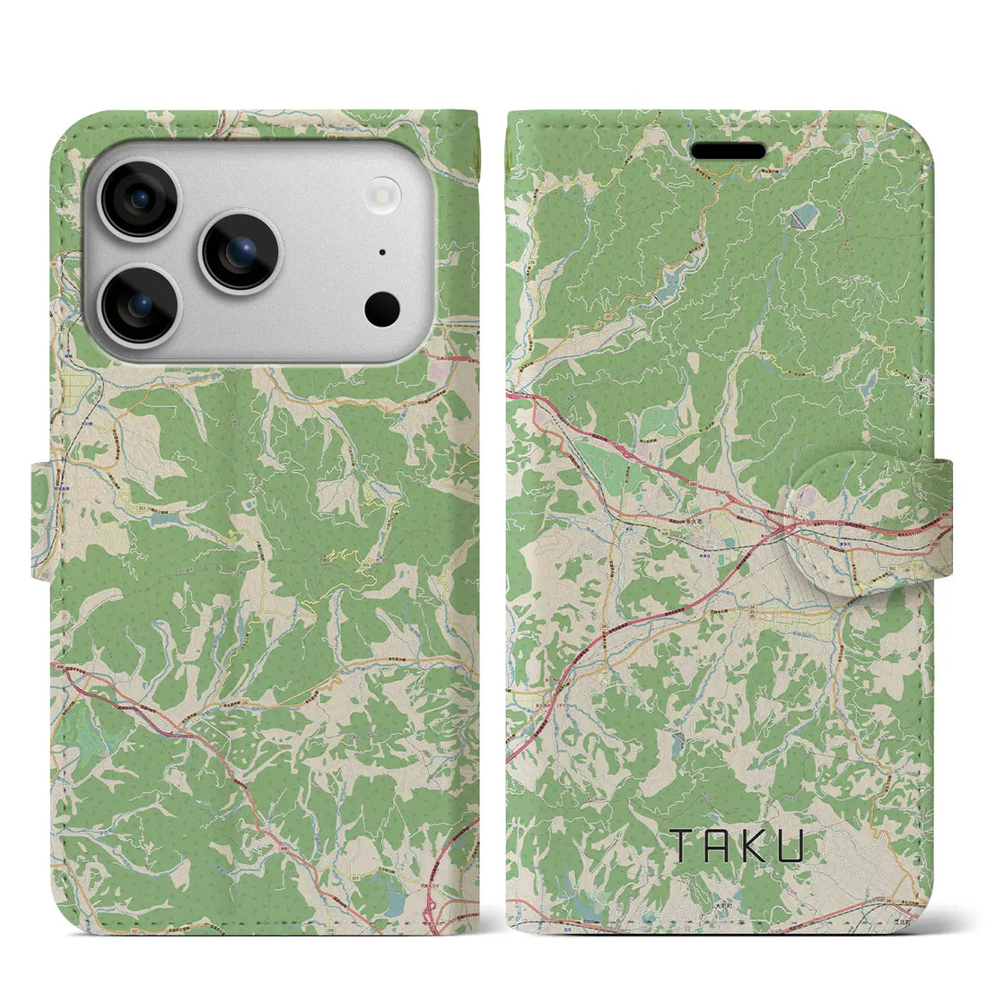 【多久（佐賀県）】地図柄iPhoneケース（手帳タイプ）ナチュラル・iPhone 17 Pro Max 用