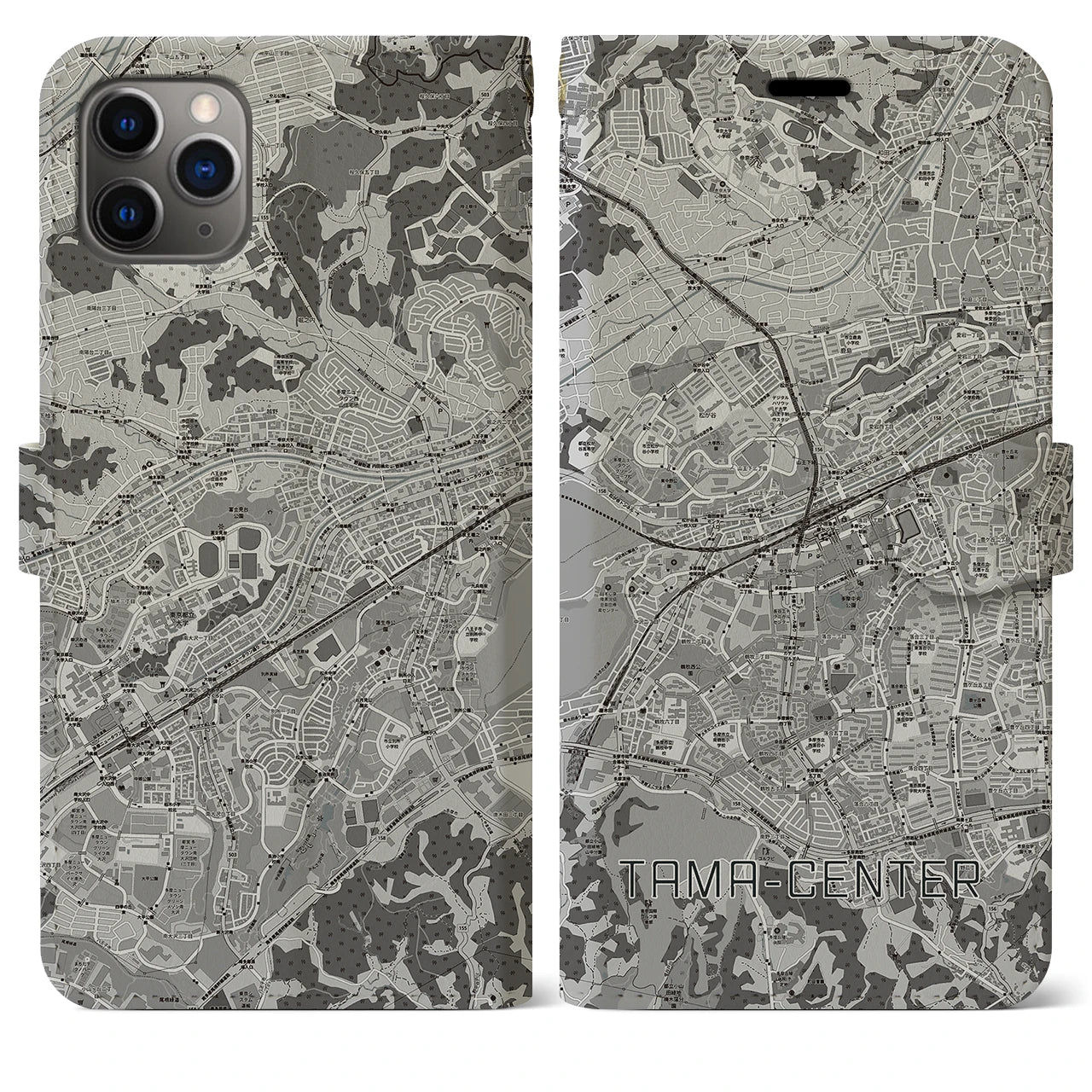 【多摩センター（東京都）】地図柄iPhoneケース（手帳タイプ）