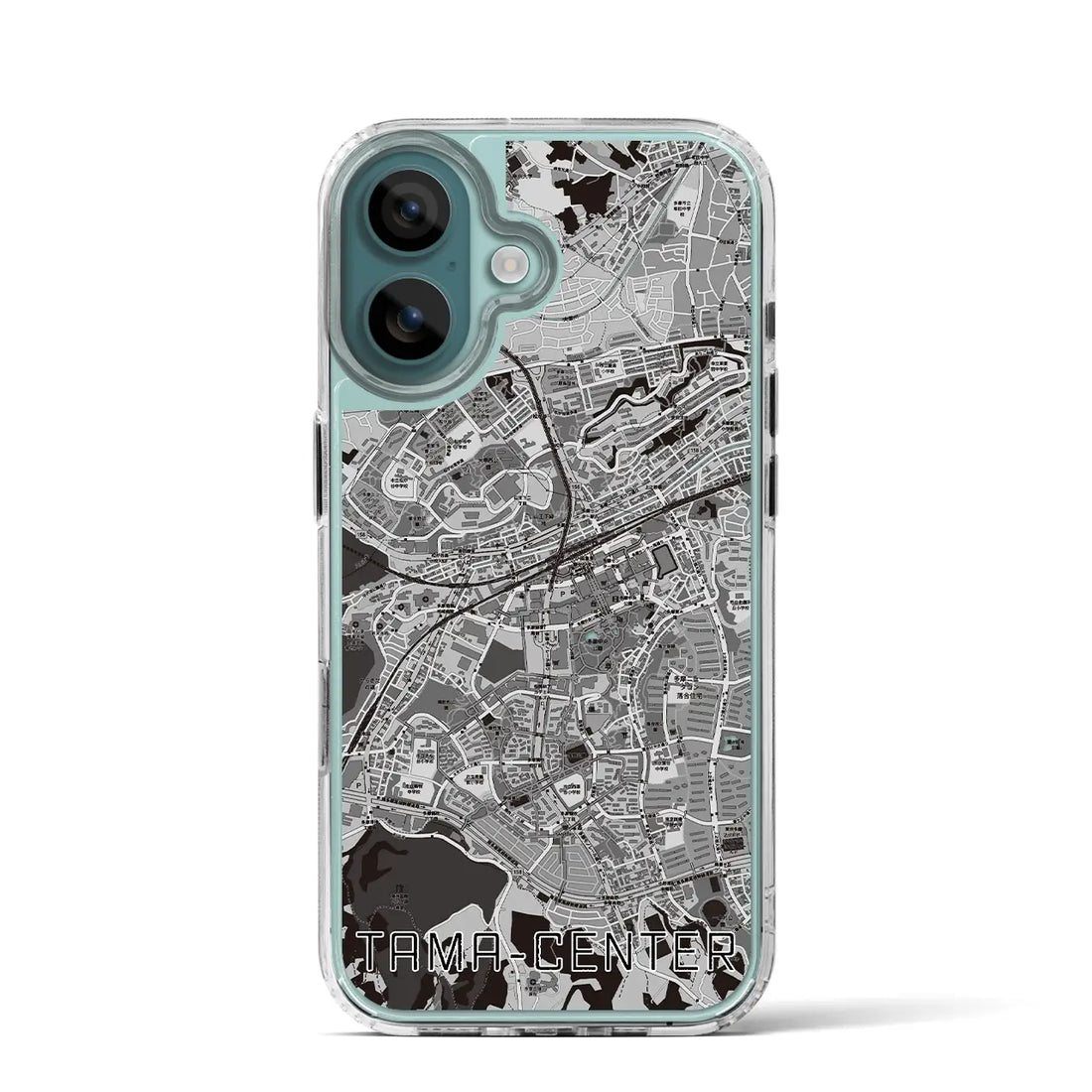 【多摩センター(東京都)】地図柄iPhoneケース(MagSafeタイプ)モノトーン・iPhone 16 Pro 用