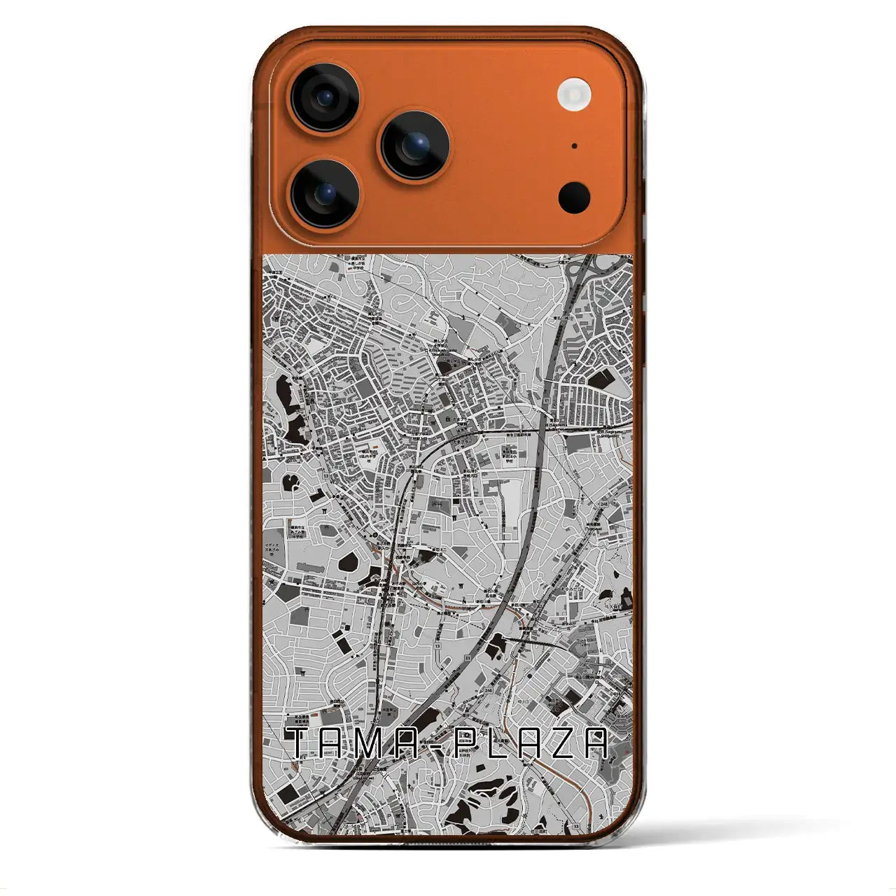 【たまプラーザ（神奈川県）】地図柄iPhoneケース（クリアタイプ）モノトーン・iPhone 17 Pro Max 用