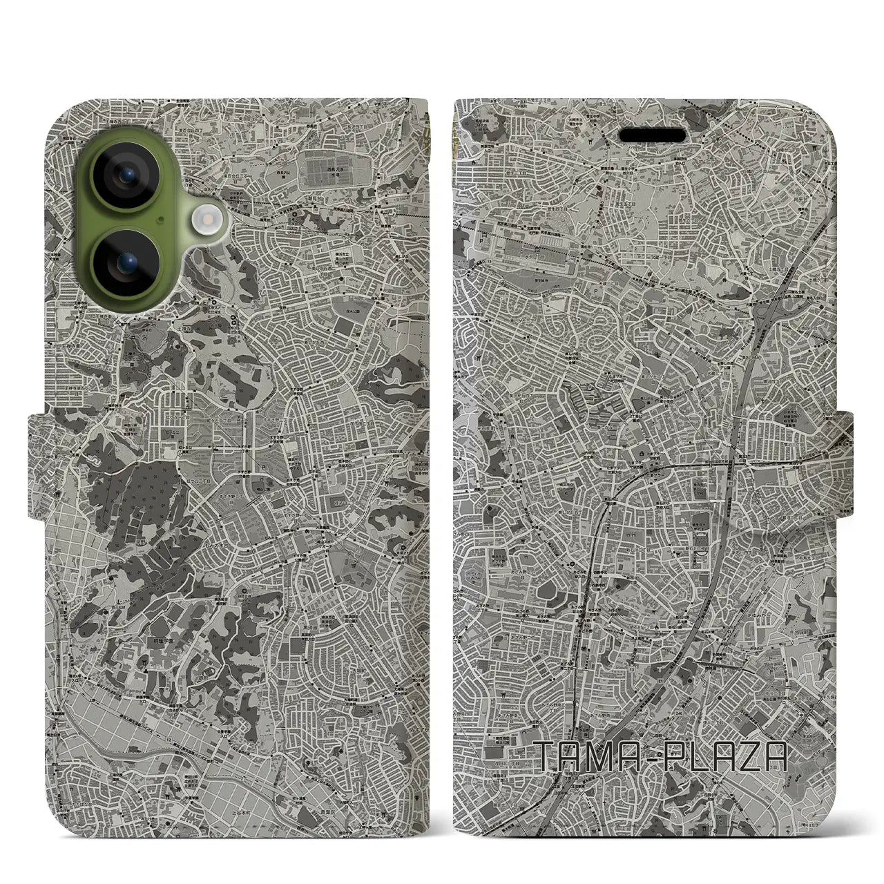 【たまプラーザ（神奈川県）】地図柄iPhoneケース（手帳タイプ）