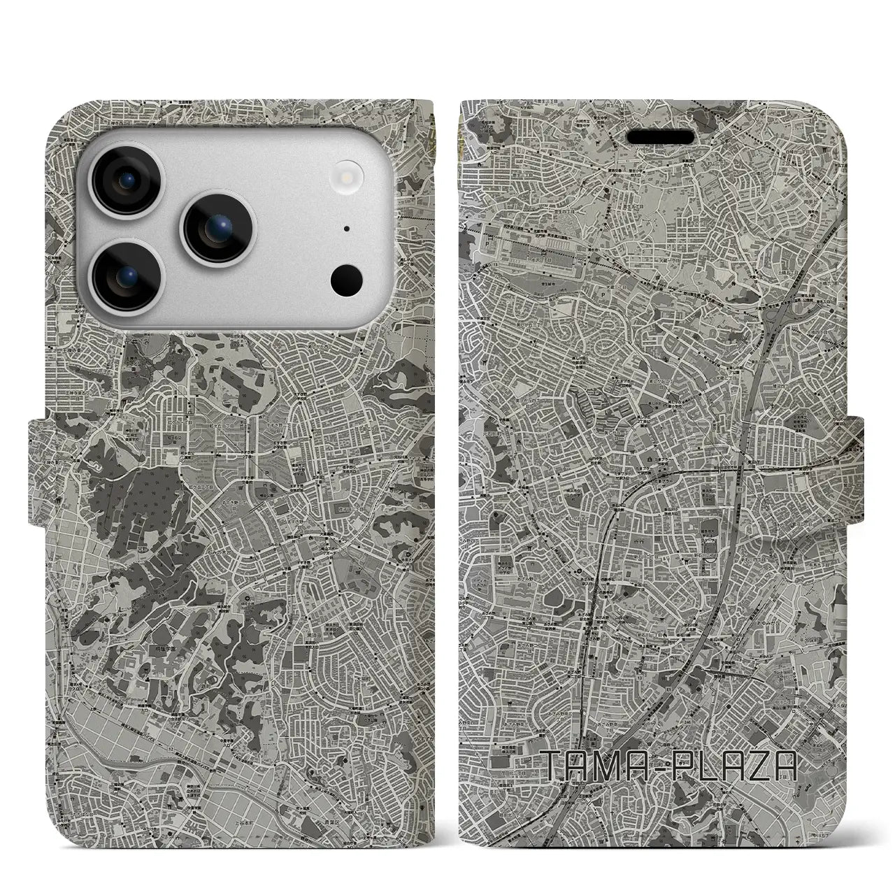 【たまプラーザ（神奈川県）】地図柄iPhoneケース（手帳タイプ）