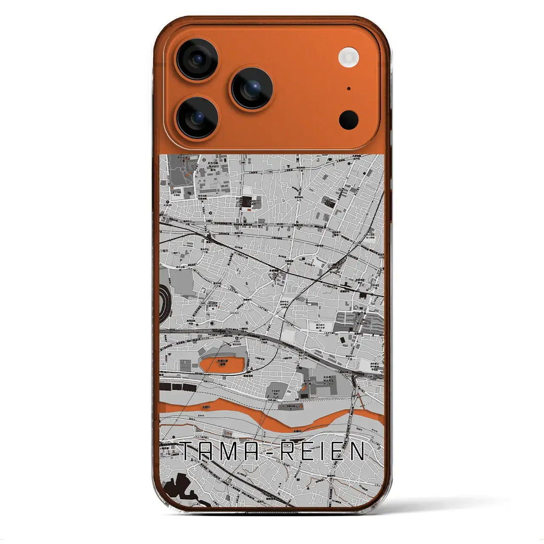 【多磨霊園（東京都）】地図柄iPhoneケース（クリアタイプ）モノトーン・iPhone 17 Pro Max 用