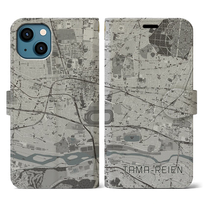 【多磨霊園（東京都）】地図柄iPhoneケース（手帳タイプ）モノトーン・iPhone 13 用