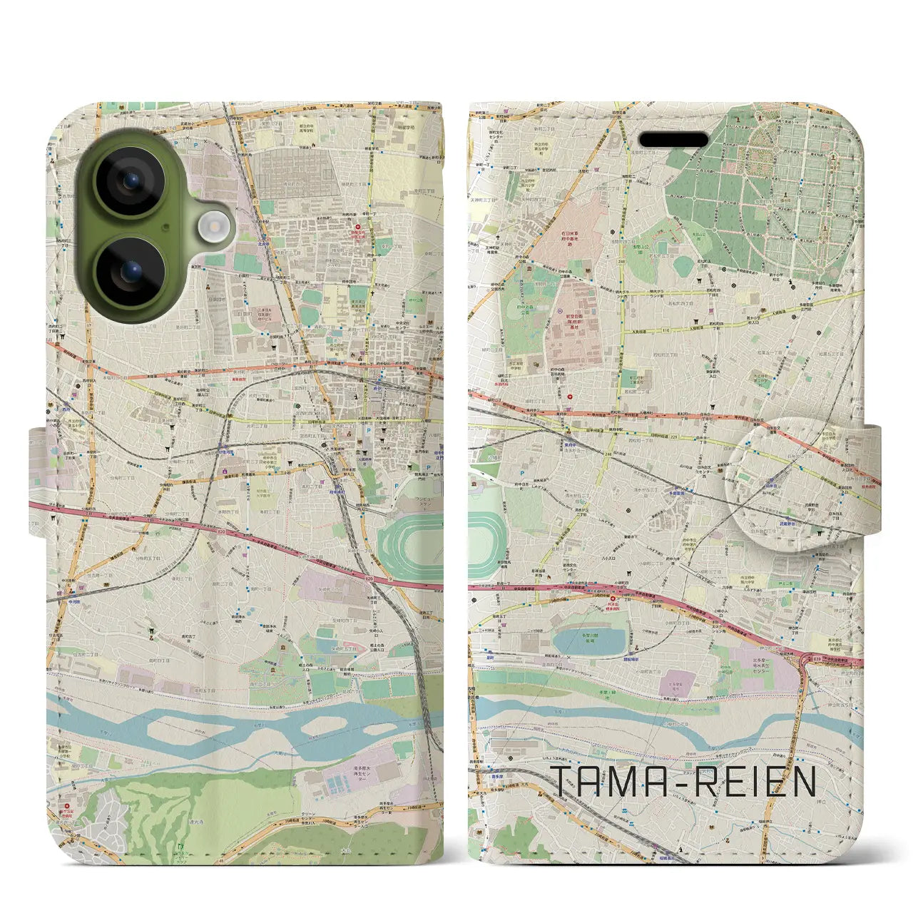 【多磨霊園（東京都）】地図柄iPhoneケース（手帳タイプ）