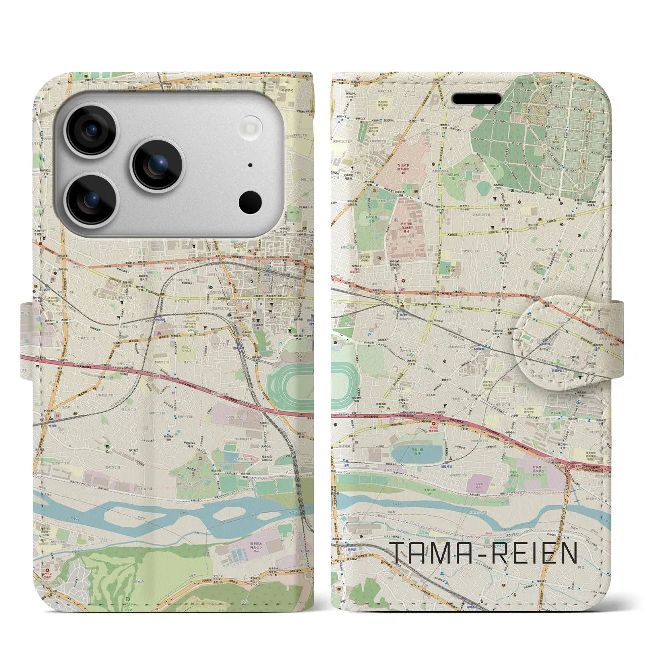 【多磨霊園（東京都）】地図柄iPhoneケース（手帳タイプ）