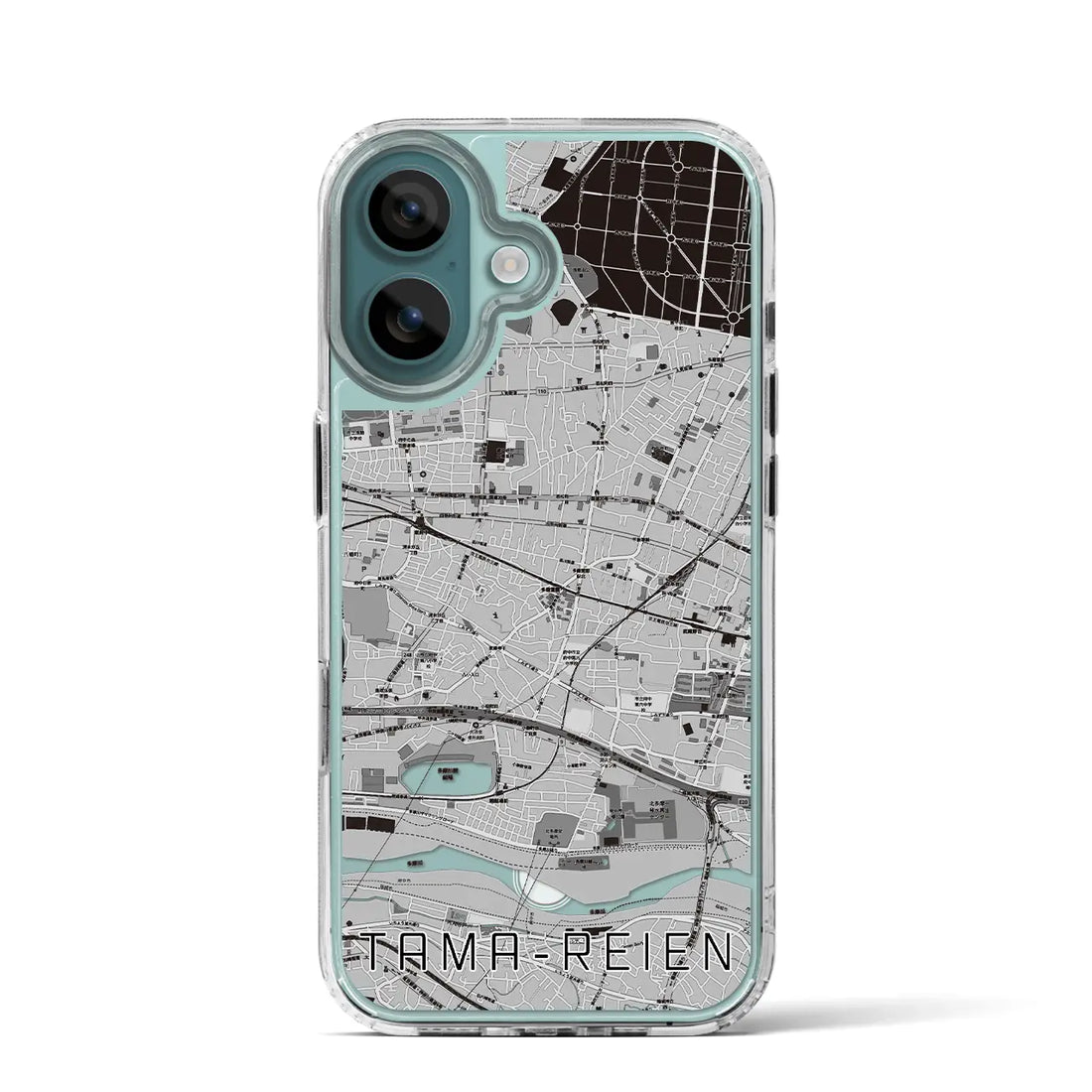 【多磨霊園(東京都)】地図柄iPhoneケース(MagSafeタイプ)モノトーン・iPhone 16 Pro 用