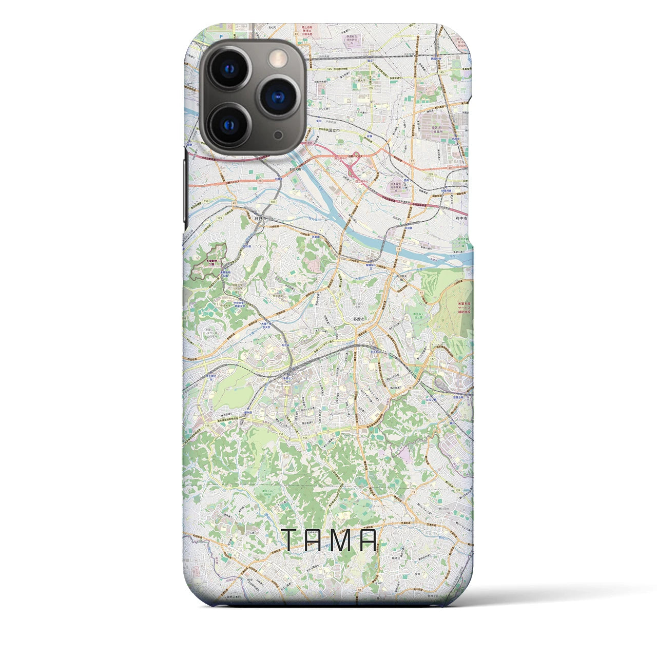 【多摩】地図柄iPhoneケース（バックカバータイプ・ナチュラル）iPhone 11 Pro Max 用