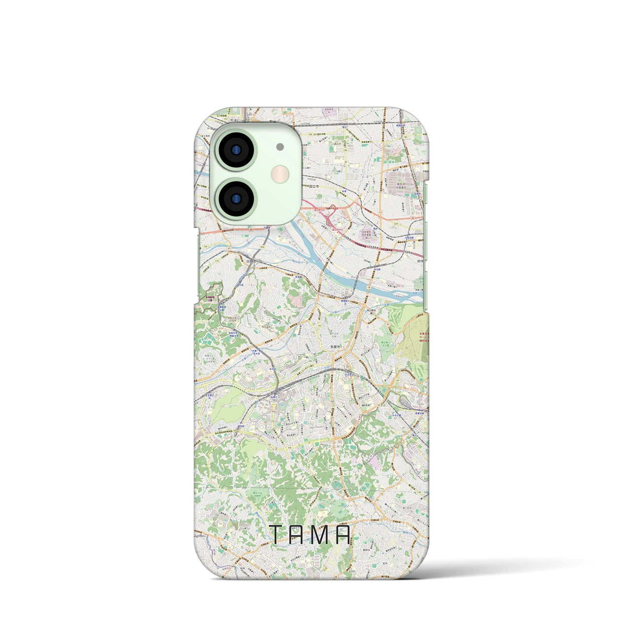 【多摩】地図柄iPhoneケース（バックカバータイプ・ナチュラル）iPhone 12 mini 用