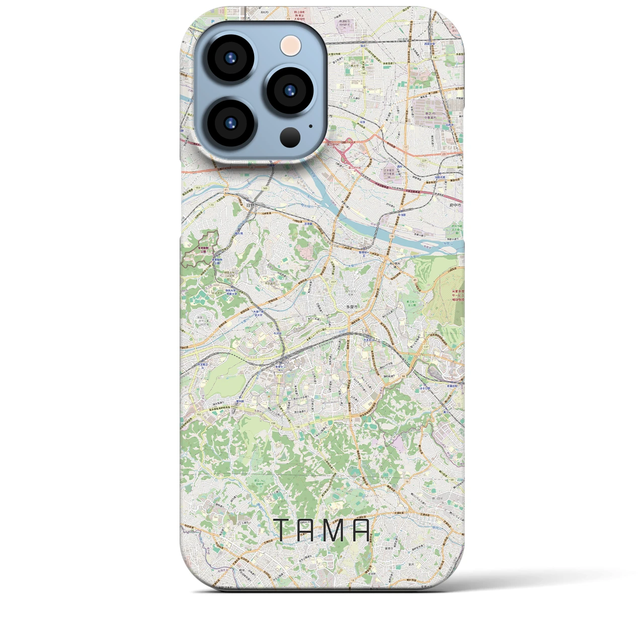 【多摩】地図柄iPhoneケース（バックカバータイプ・ナチュラル）iPhone 13 Pro Max 用