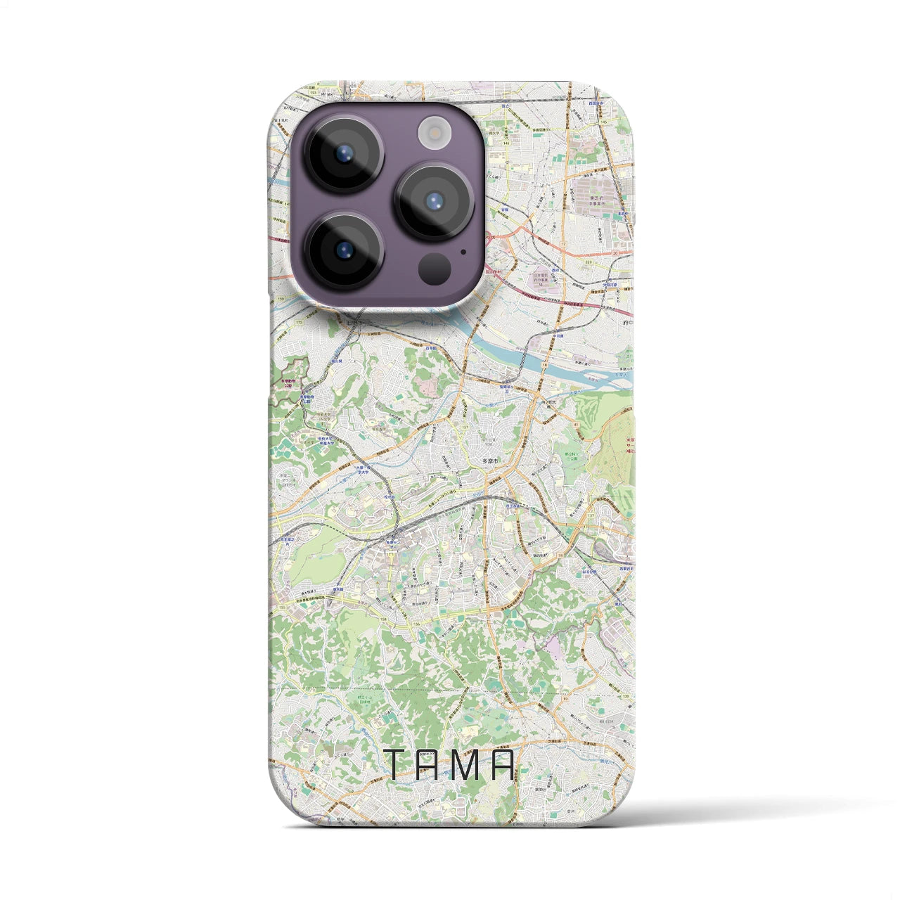 【多摩】地図柄iPhoneケース（バックカバータイプ・ナチュラル）iPhone 14 Pro 用