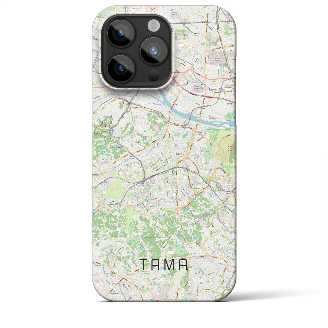 【多摩】地図柄iPhoneケース（バックカバータイプ・ナチュラル）iPhone 15 Pro Max 用
