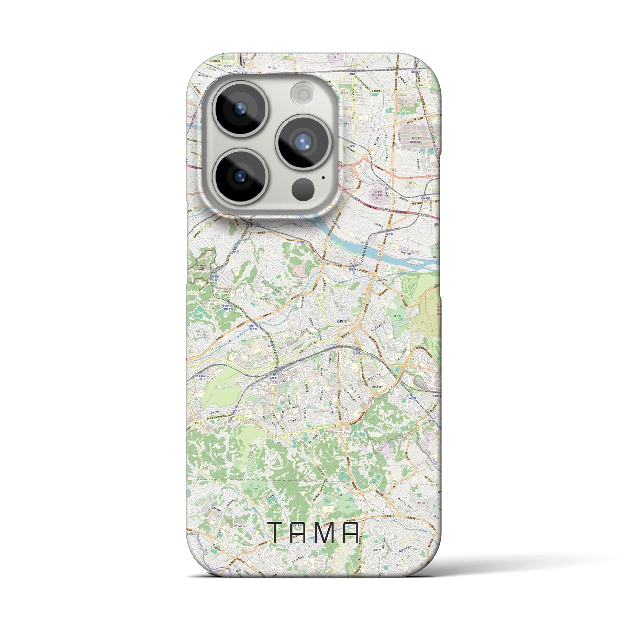 【多摩】地図柄iPhoneケース（バックカバータイプ・ナチュラル）iPhone 15 Pro 用