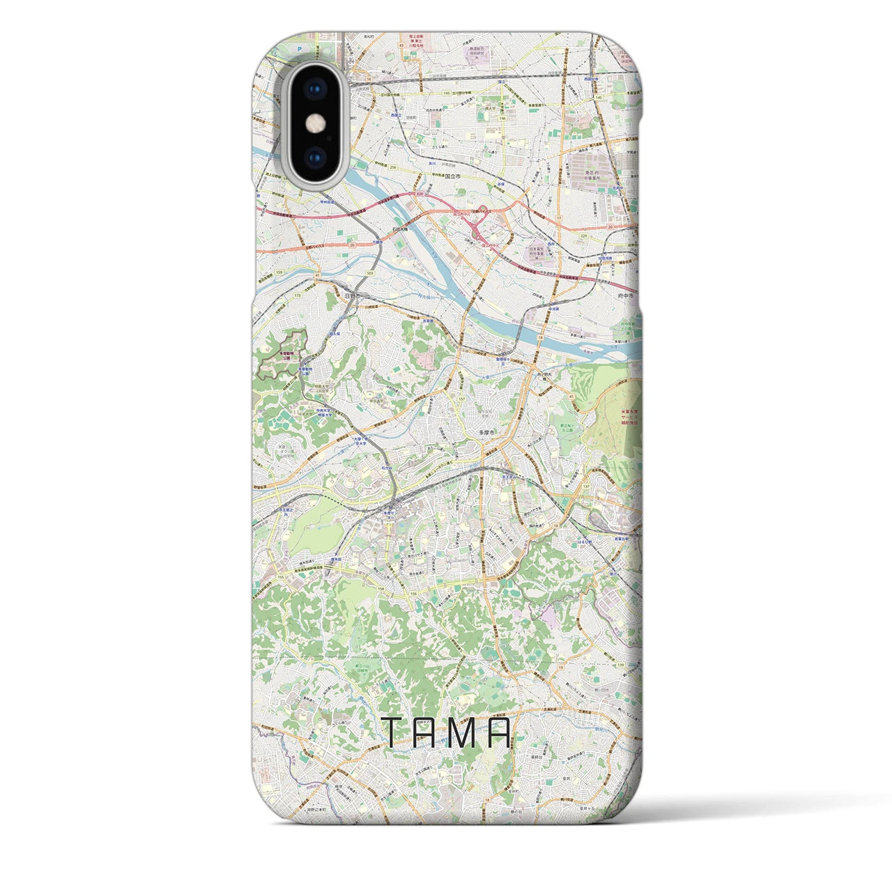 【多摩】地図柄iPhoneケース（バックカバータイプ・ナチュラル）iPhone XS Max 用