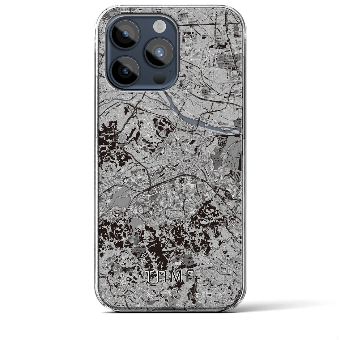 【多摩】地図柄iPhoneケース（クリアタイプ・モノトーン）iPhone 15 Pro Max 用