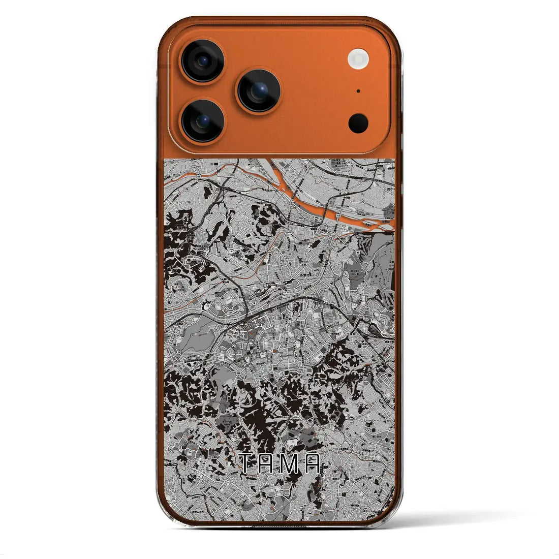 【多摩(東京都)】地図柄iPhoneケース(クリアタイプ)モノトーン・iPhone 17 Pro Max 用
