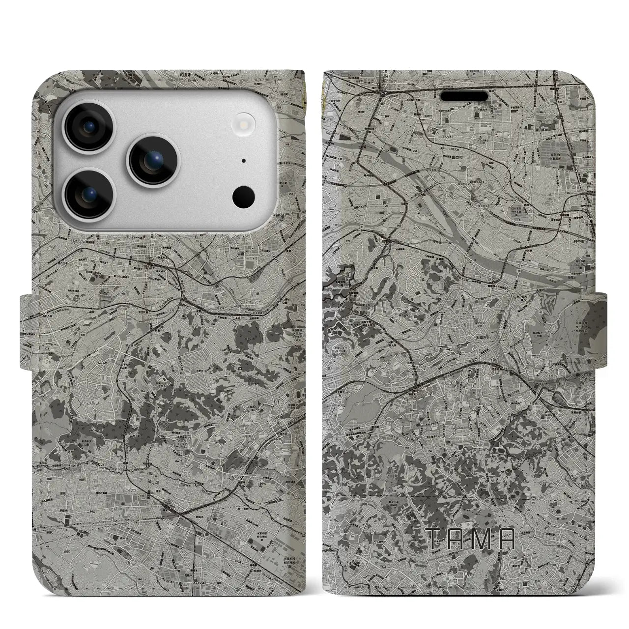 【多摩（東京都）】地図柄iPhoneケース（手帳タイプ）