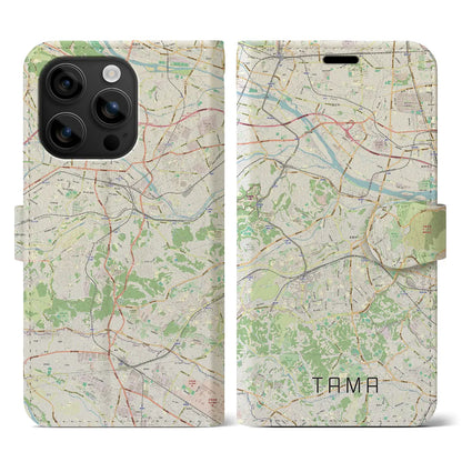 【多摩（東京都）】地図柄iPhoneケース（手帳タイプ）ナチュラル・iPhone 16 用