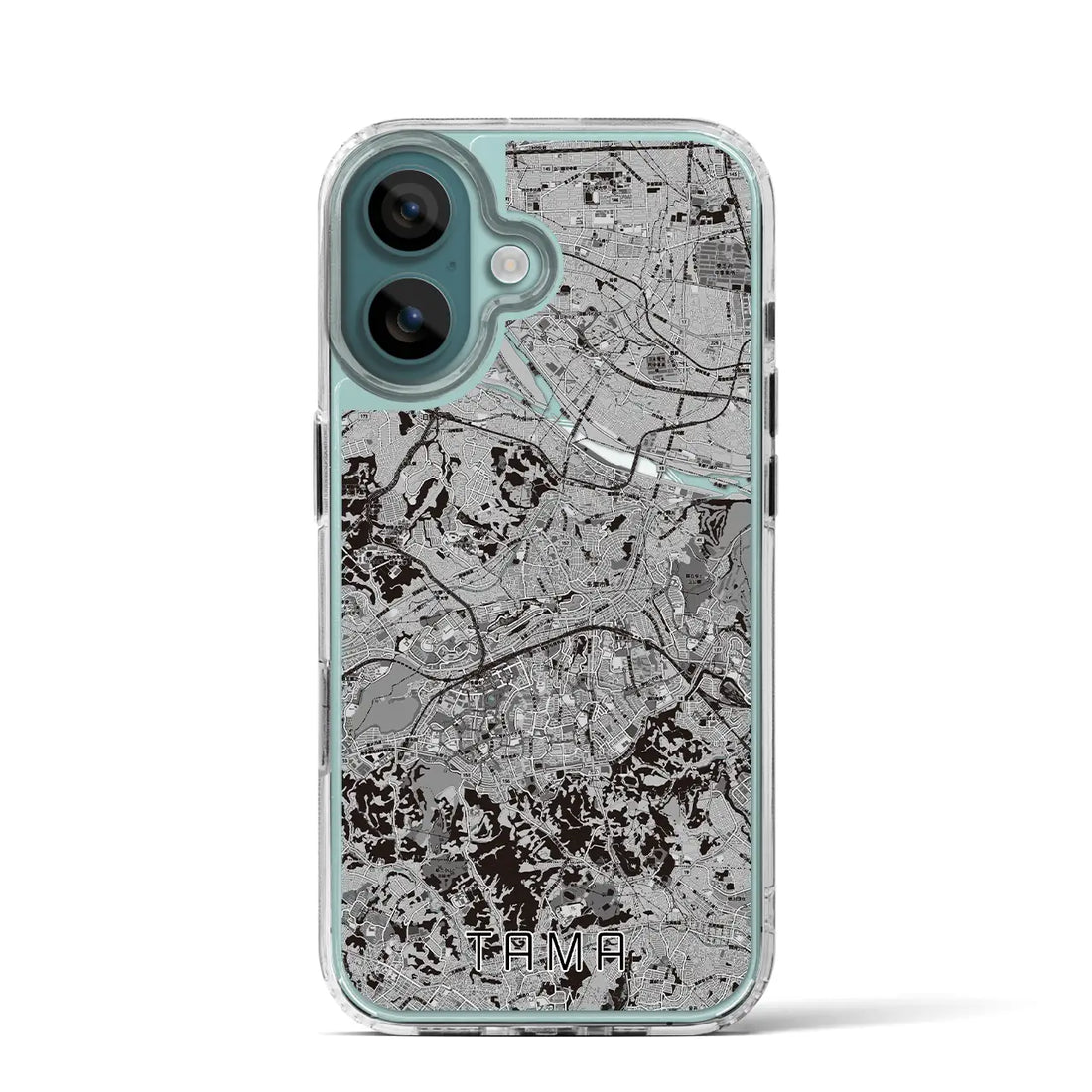【多摩（東京都）】地図柄iPhoneケース（MagSafeタイプ）モノトーン・iPhone 16 Pro 用