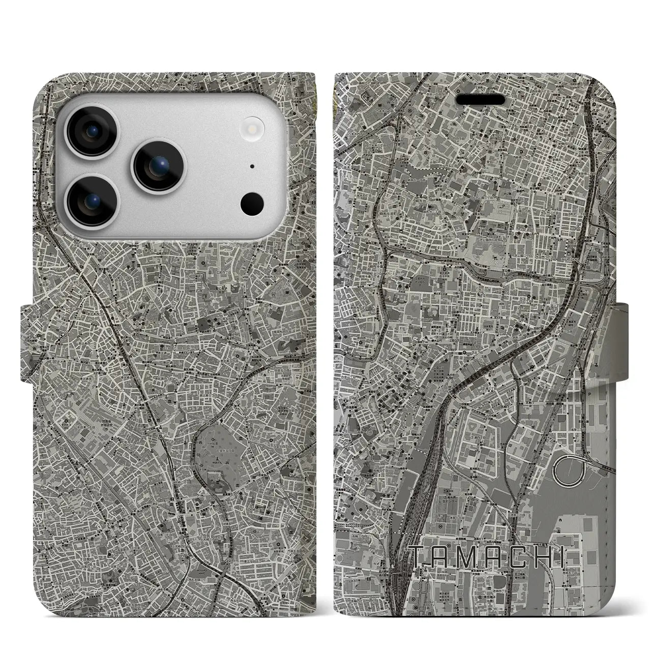 【田町（東京都）】地図柄iPhoneケース（手帳タイプ）