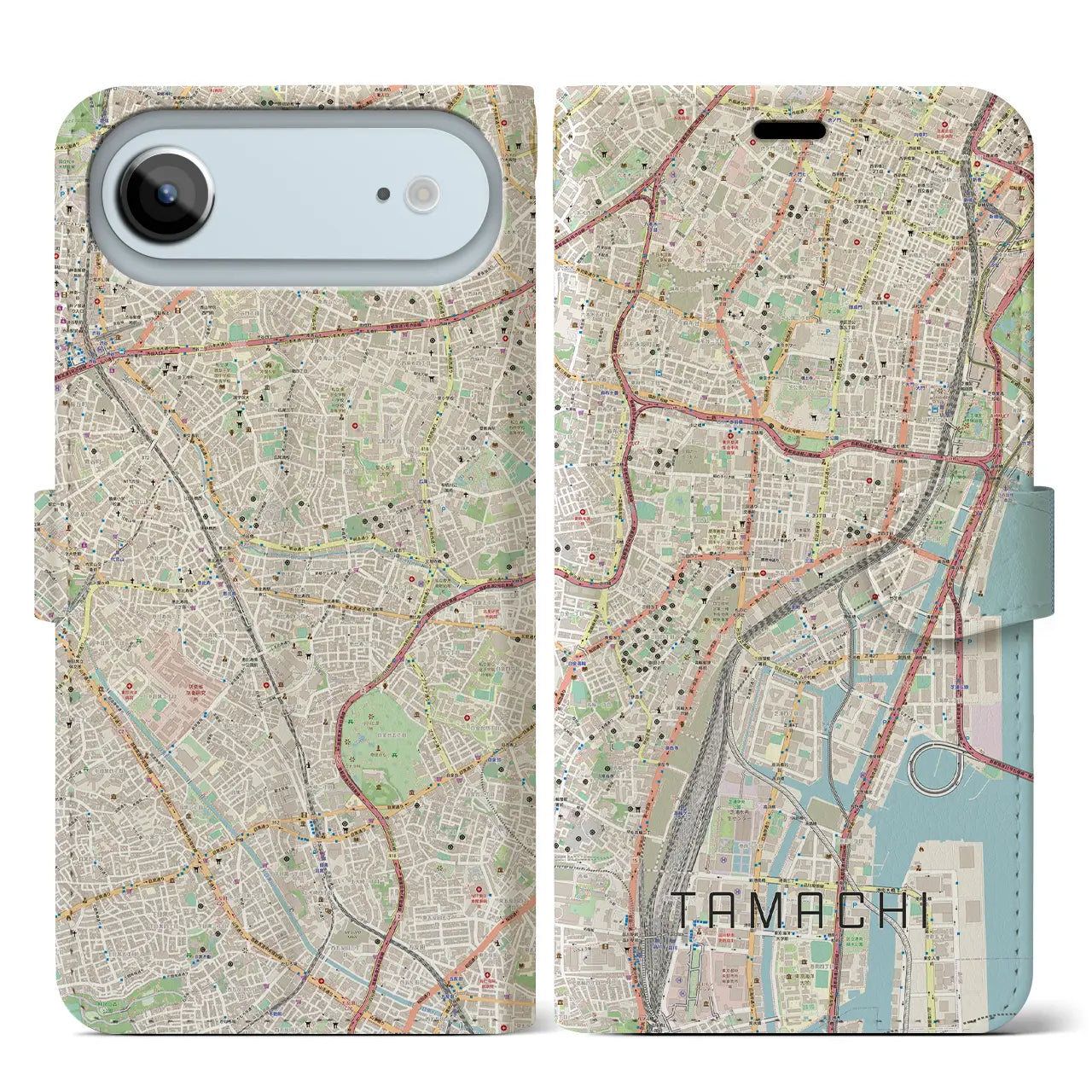 【田町（東京都）】地図柄iPhoneケース（手帳タイプ）