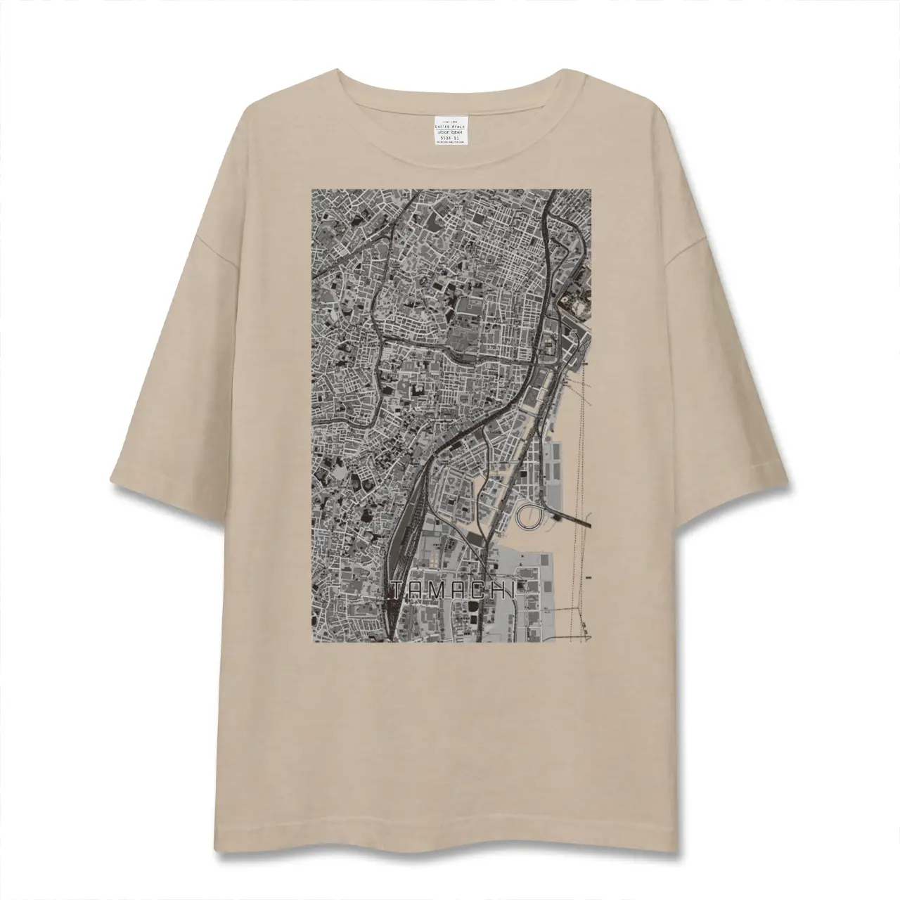 【田町（東京都）】地図柄ビッグシルエットTシャツ