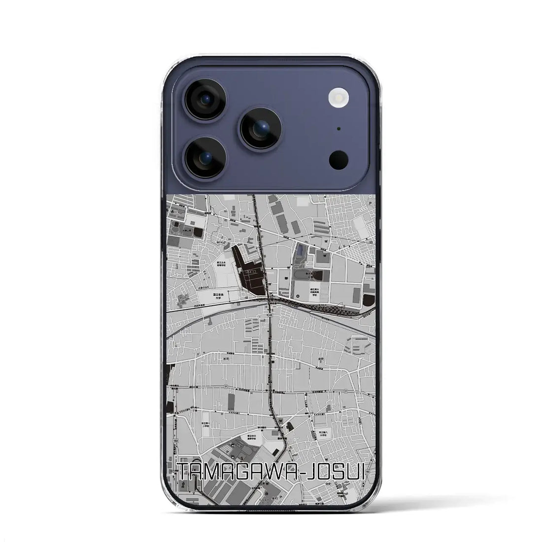 【玉川上水（東京都）】地図柄iPhoneケース（クリアタイプ）モノトーン・iPhone 17 Pro Max 用
