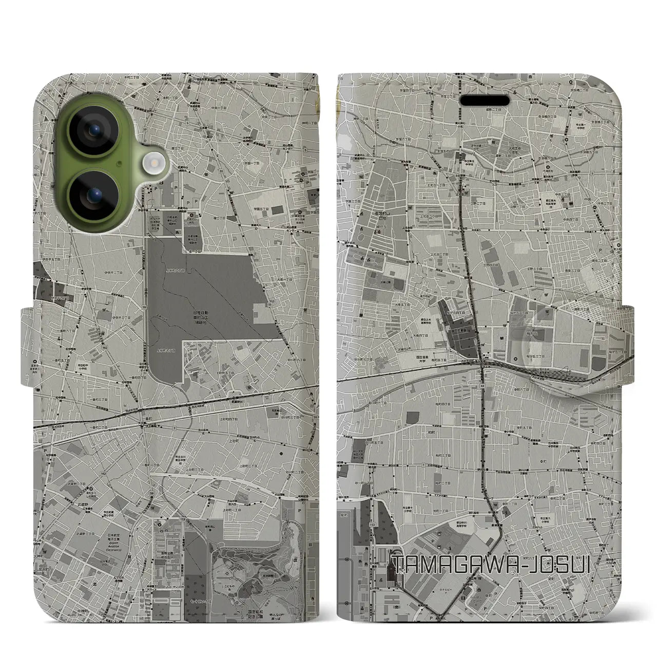 【玉川上水（東京都）】地図柄iPhoneケース（手帳タイプ）