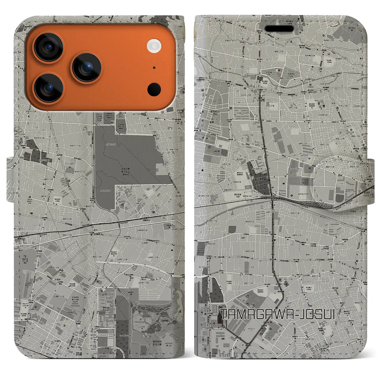 【玉川上水（東京都）】地図柄iPhoneケース（手帳タイプ）