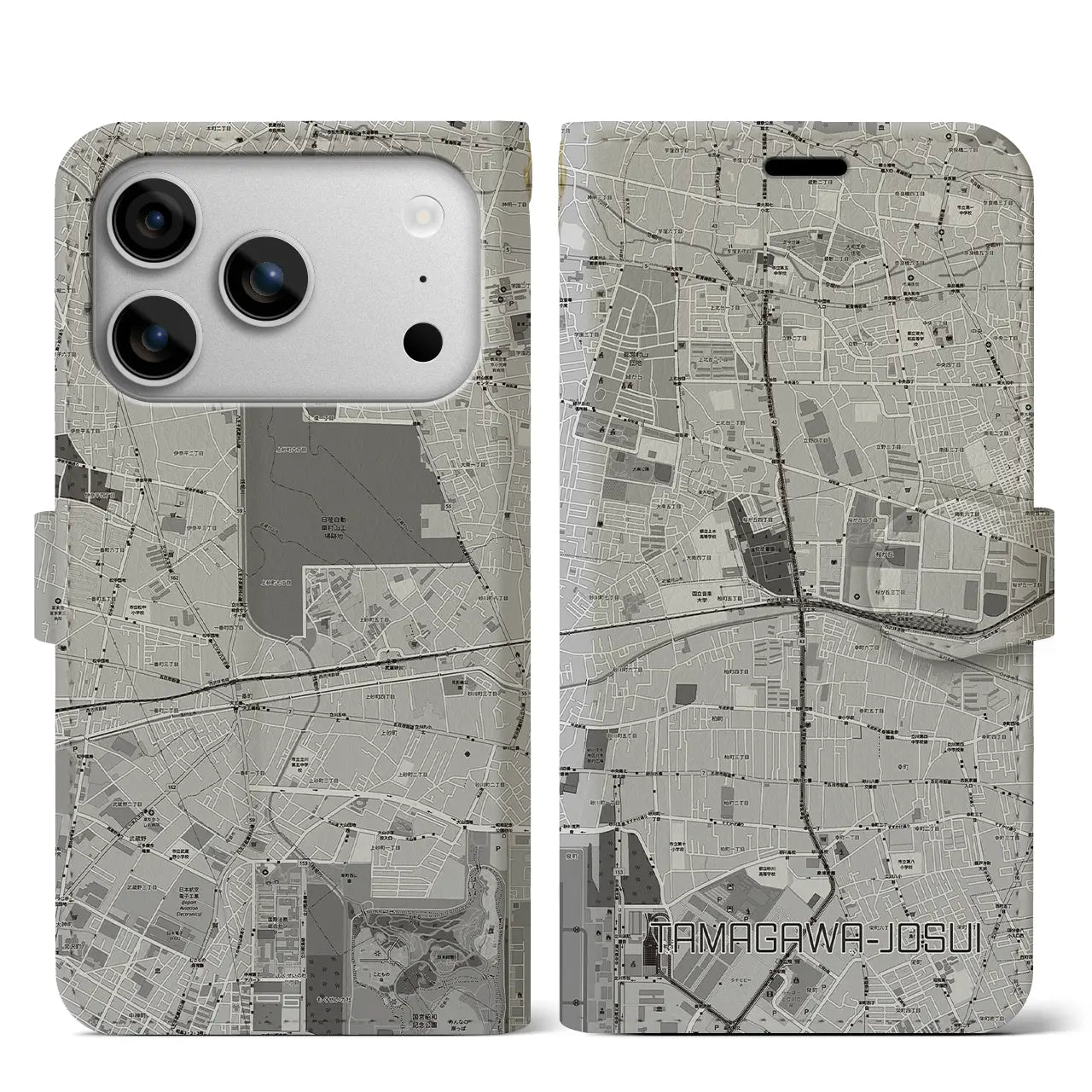 【玉川上水（東京都）】地図柄iPhoneケース（手帳タイプ）