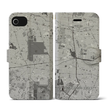 【玉川上水（東京都）】地図柄iPhoneケース（手帳タイプ）モノトーン・iPhone SE（第3 / 第2世代） / 8 / 7 / 6s / 6 用