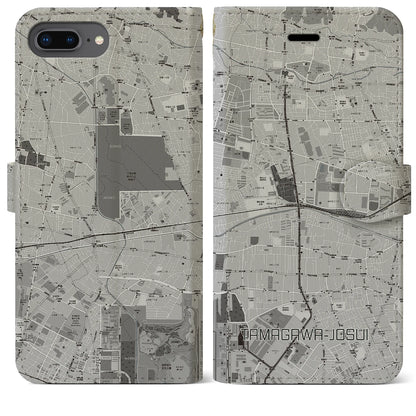 【玉川上水（東京都）】地図柄iPhoneケース（手帳タイプ）モノトーン・iPhone 8Plus /7Plus / 6sPlus / 6Plus 用