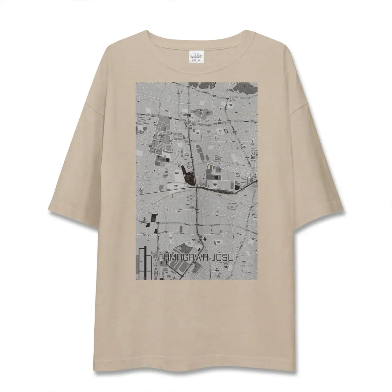 【玉川上水（東京都）】地図柄ビッグシルエットTシャツ