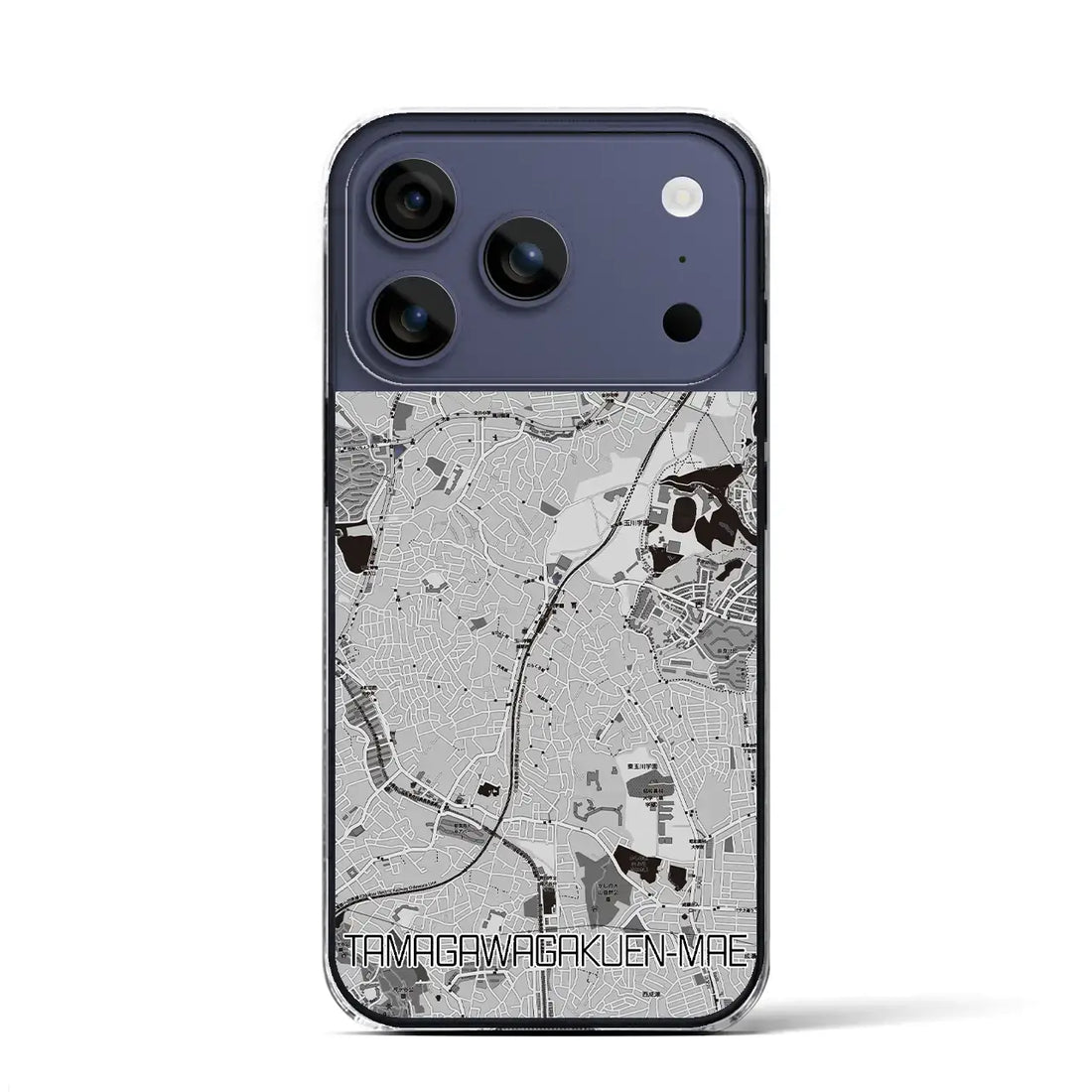 【玉川学園前（東京都）】地図柄iPhoneケース（クリアタイプ）モノトーン・iPhone 17 Pro Max 用