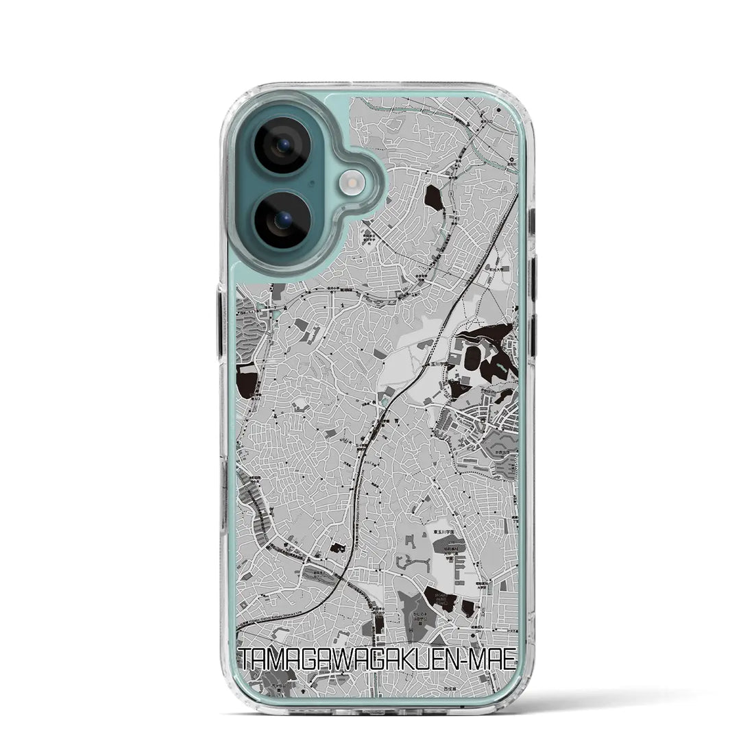 【玉川学園前(東京都)】地図柄iPhoneケース(MagSafeタイプ)モノトーン・iPhone 16 Pro 用