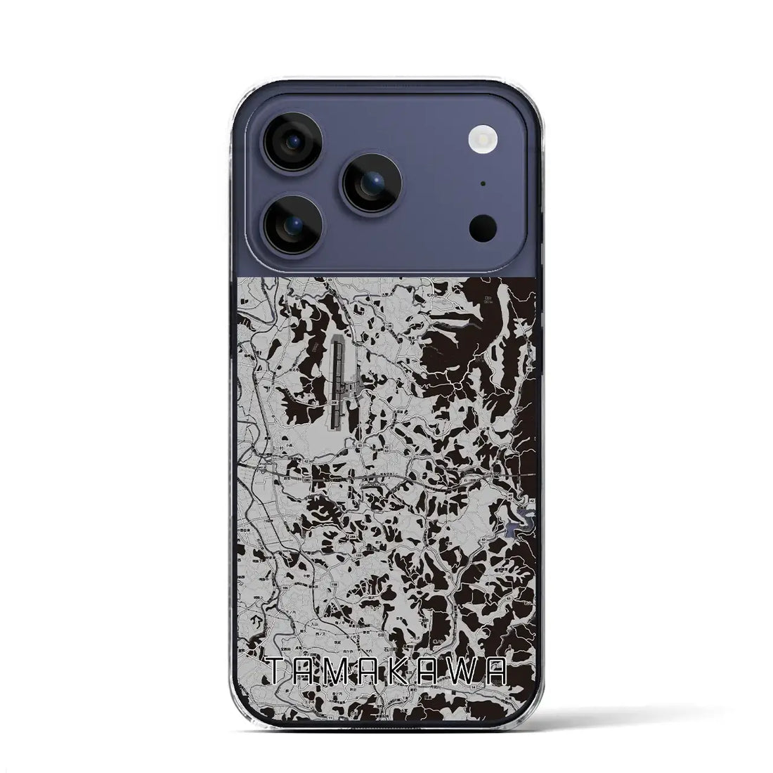 【玉川(福島県)】地図柄iPhoneケース(クリアタイプ)モノトーン・iPhone 17 Pro Max 用