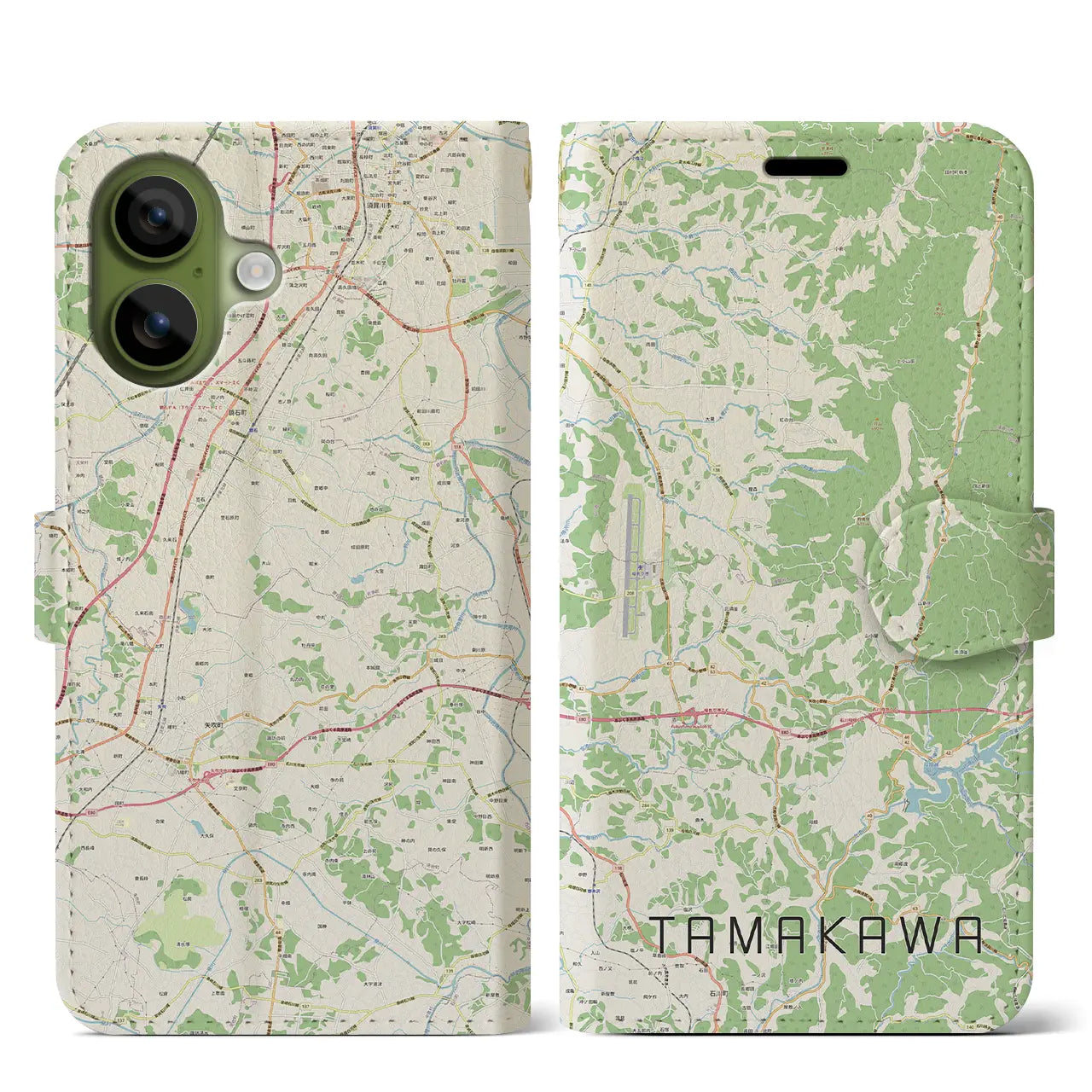 【玉川（福島県）】地図柄iPhoneケース（手帳タイプ）