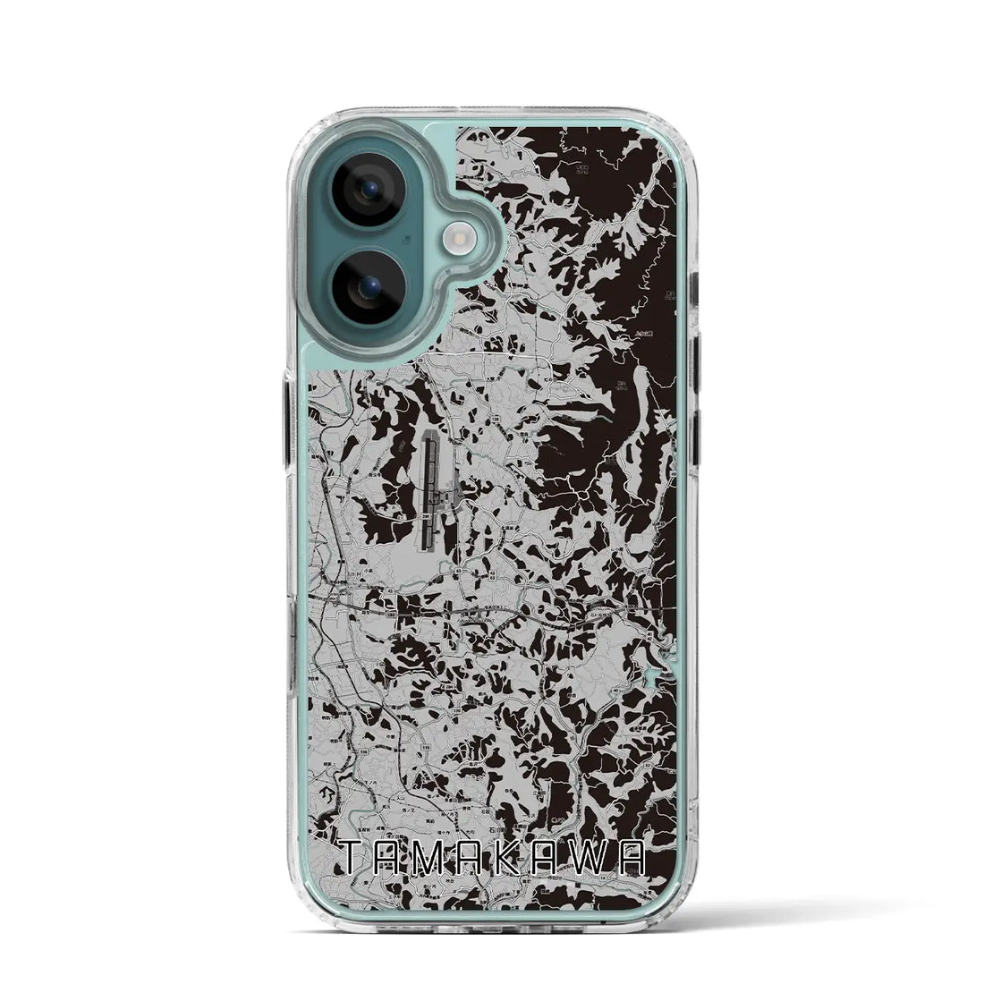 【玉川(福島県)】地図柄iPhoneケース(MagSafeタイプ)モノトーン・iPhone 16 Pro 用