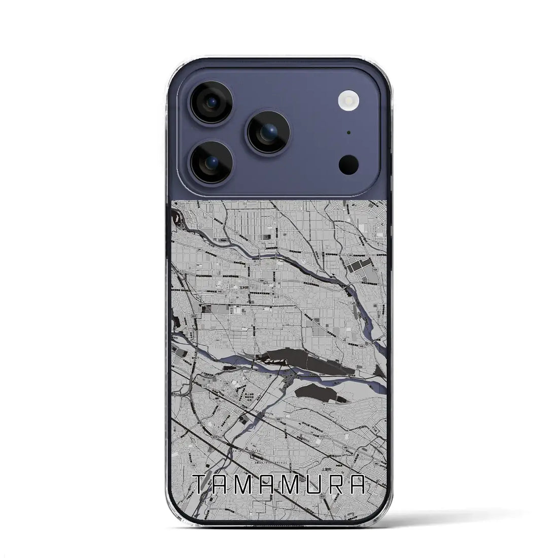 【玉村(群馬県)】地図柄iPhoneケース(クリアタイプ)モノトーン・iPhone 17 Pro Max 用