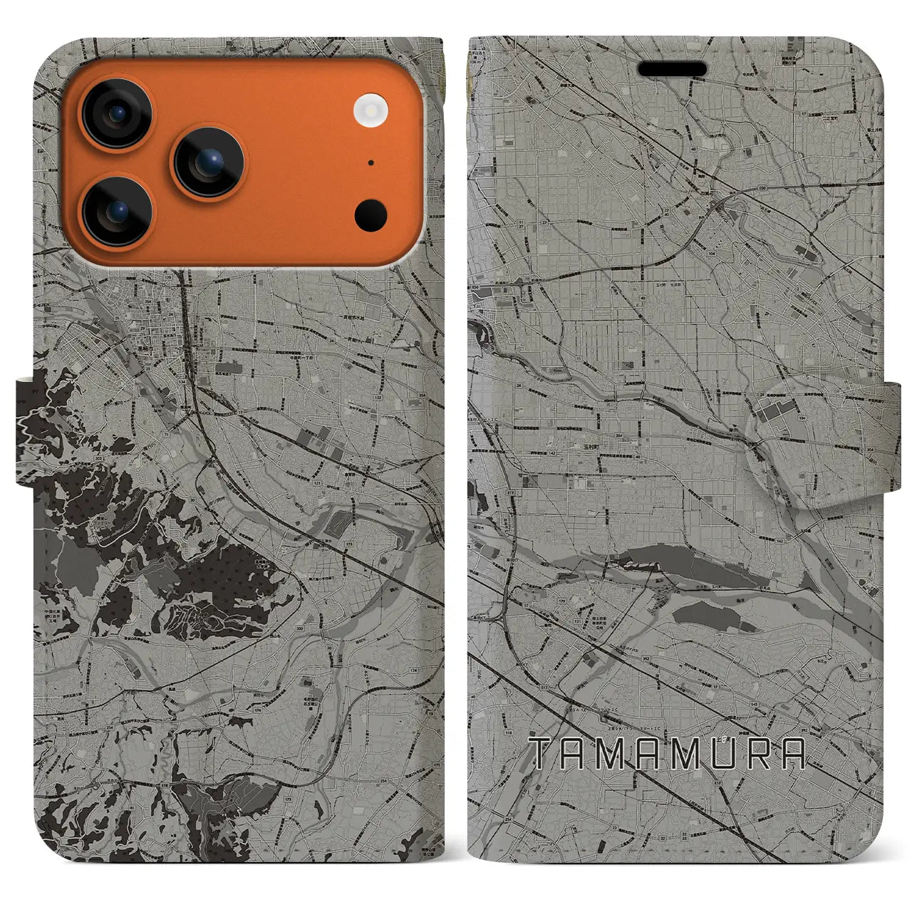 【玉村（群馬県）】地図柄iPhoneケース（手帳タイプ）