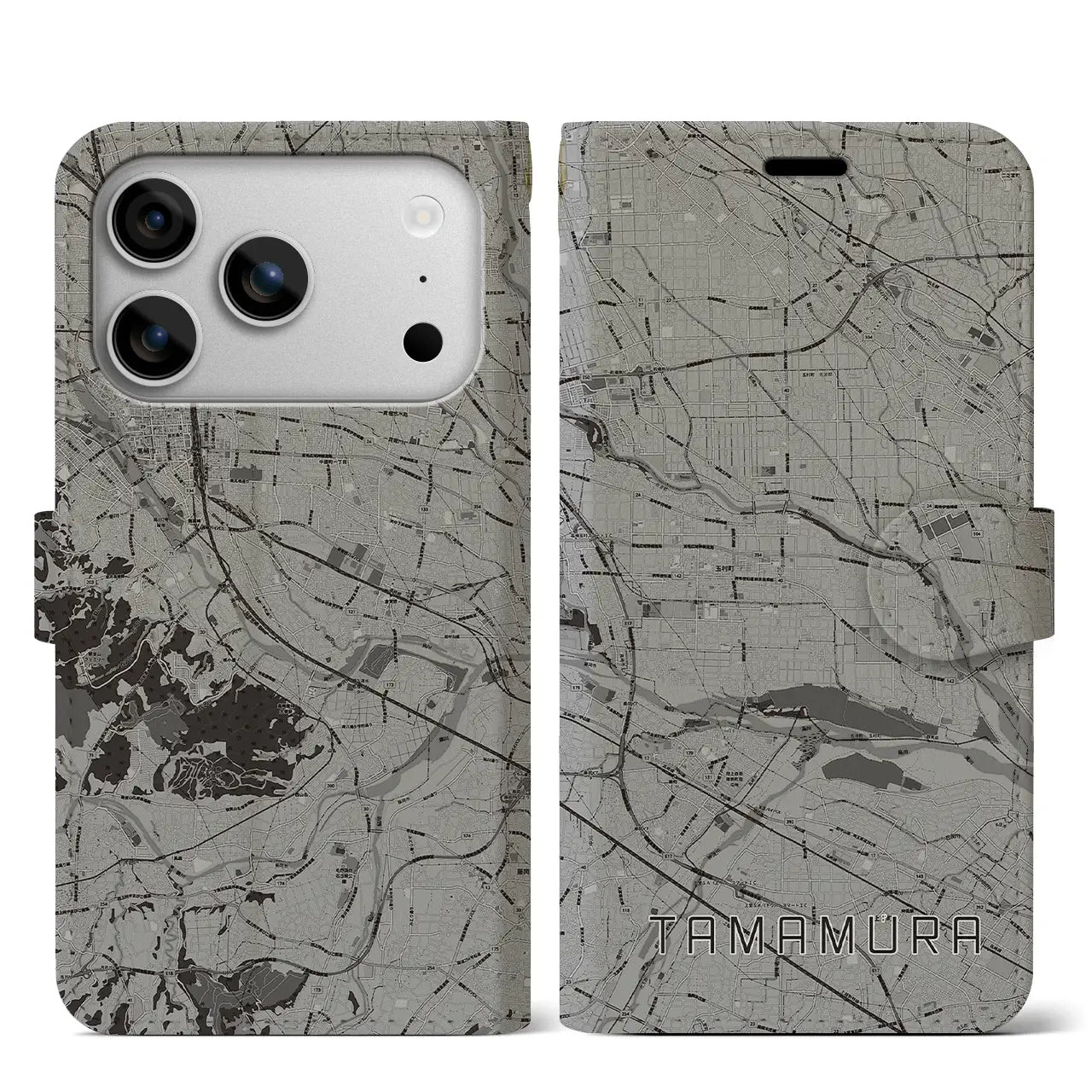 【玉村（群馬県）】地図柄iPhoneケース（手帳タイプ）